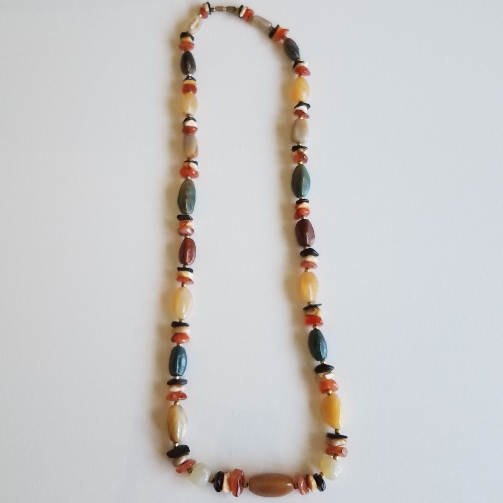 1980s beaded stone necklace